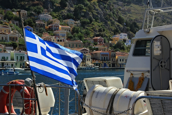 Griechenland Flagge auf Yacht